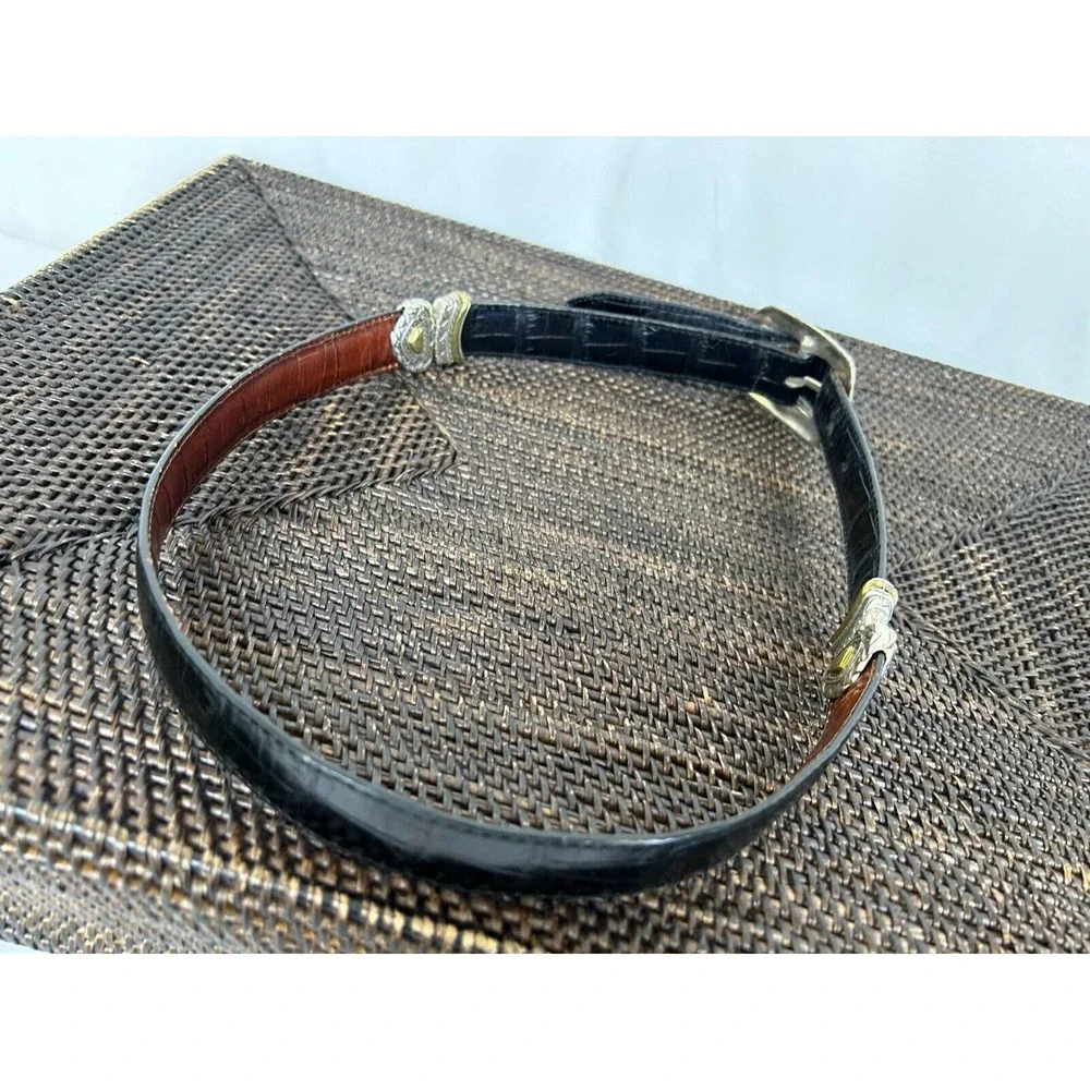 Brighton Reversible Belt Women's Brown/Black Croc Leather Gold Metal Buckle 30 - Picture 3 of 7